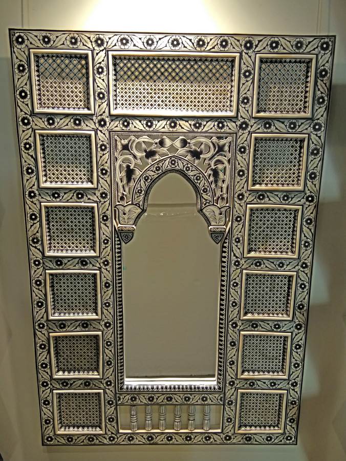 Intricately Carved Marble Window Mirror